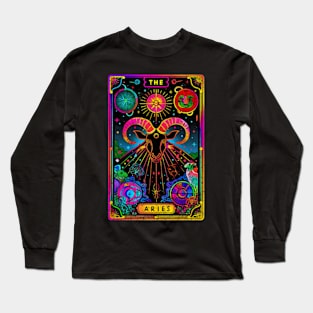 The Aries Tarot Card Ram Zodiac Sign Astrology Birthday Long Sleeve T-Shirt